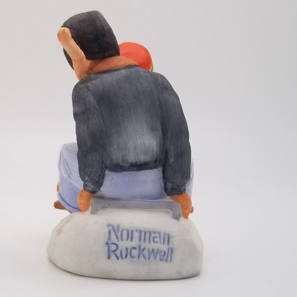 Norman Rockwell Figurine Downhill Daring Sledding 1984 Gorham Calendar Art - Picture 4 of 10